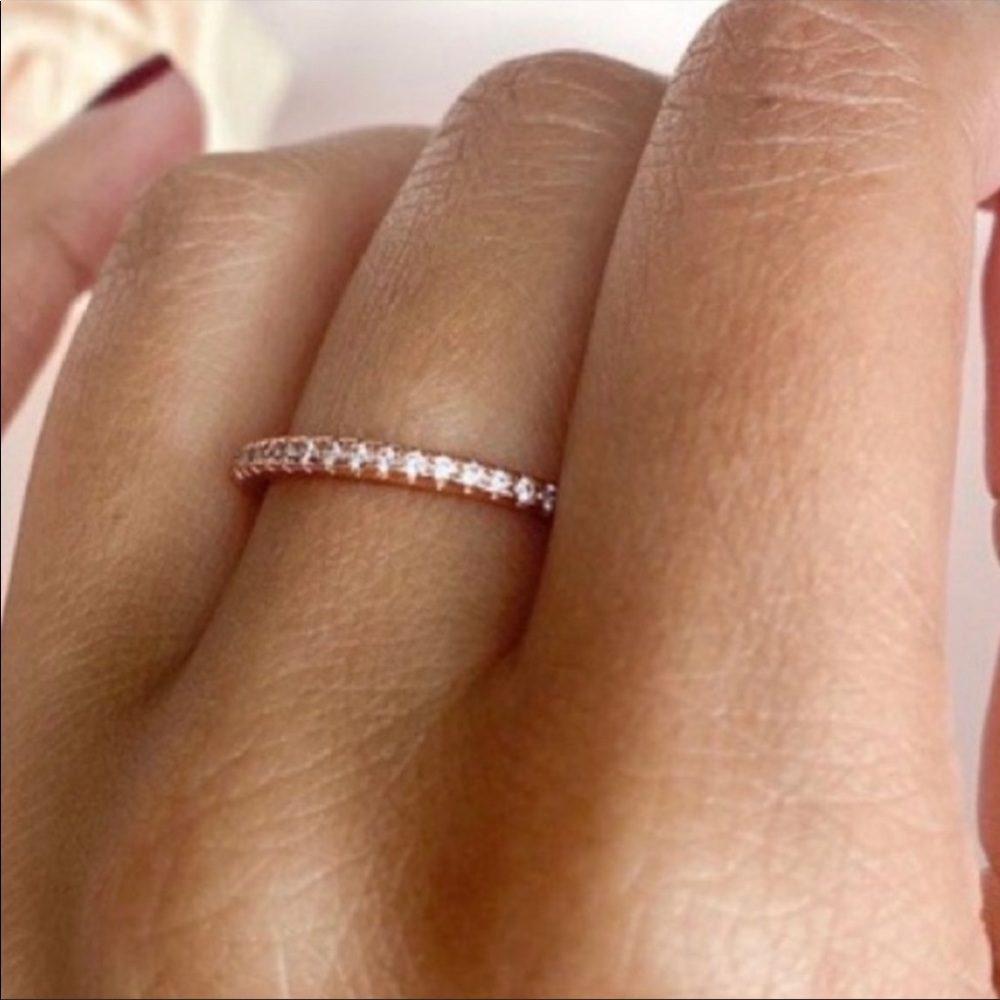 NEW 18K ROSE GOLD DIAMOND ETERNITY BAND RING - Picture 2 of 4